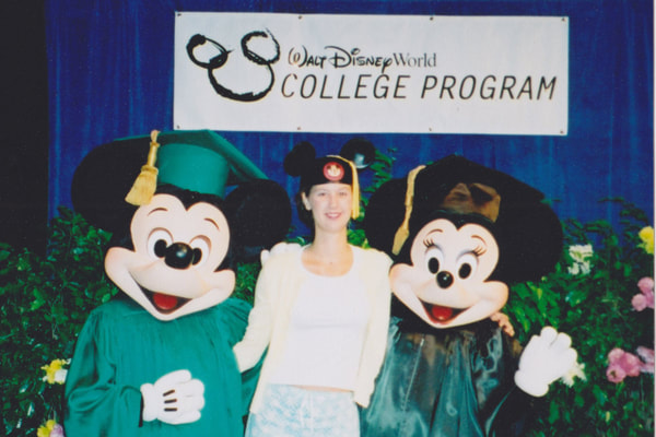 2001 Disney College Program graduation ceremony with Mickey Mouse and Minnie Mouse