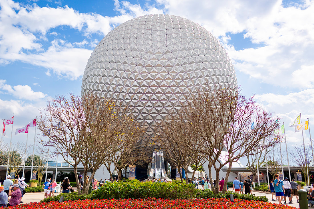 Epcot entrance with Spaceship Earth
