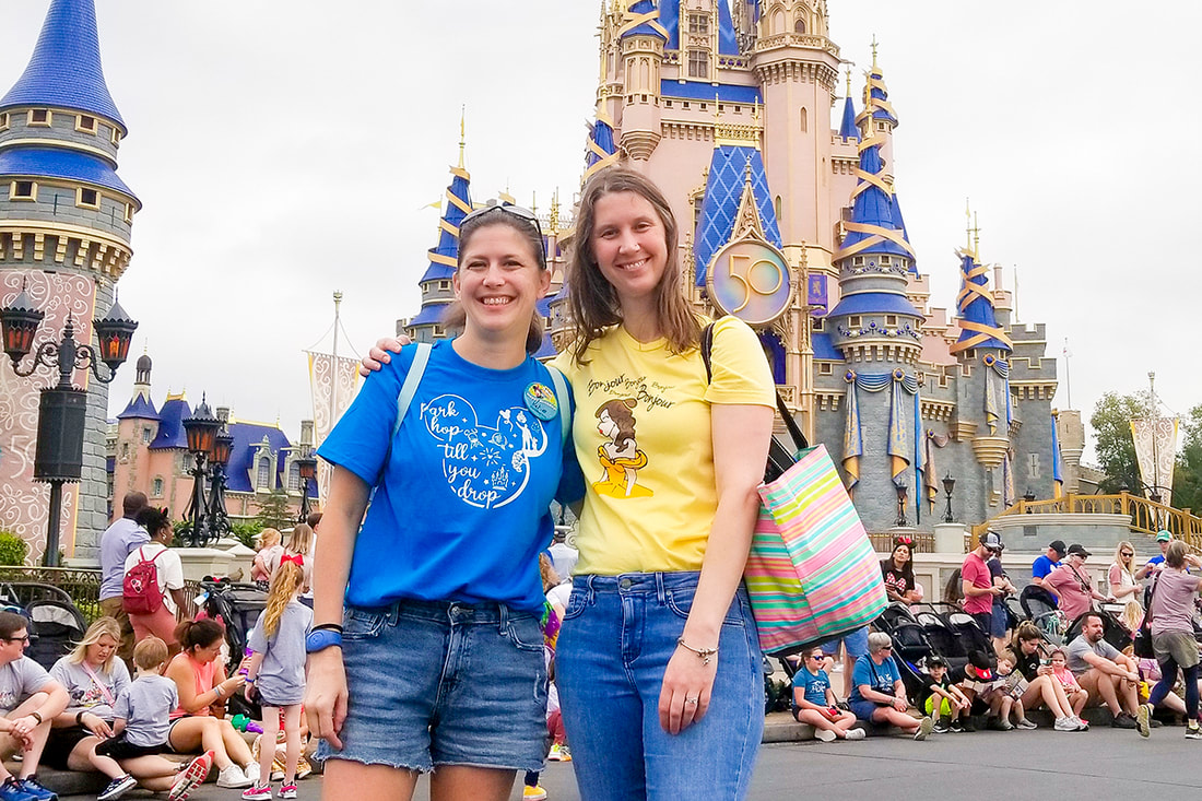 Best friends in front of Cinderella Castle