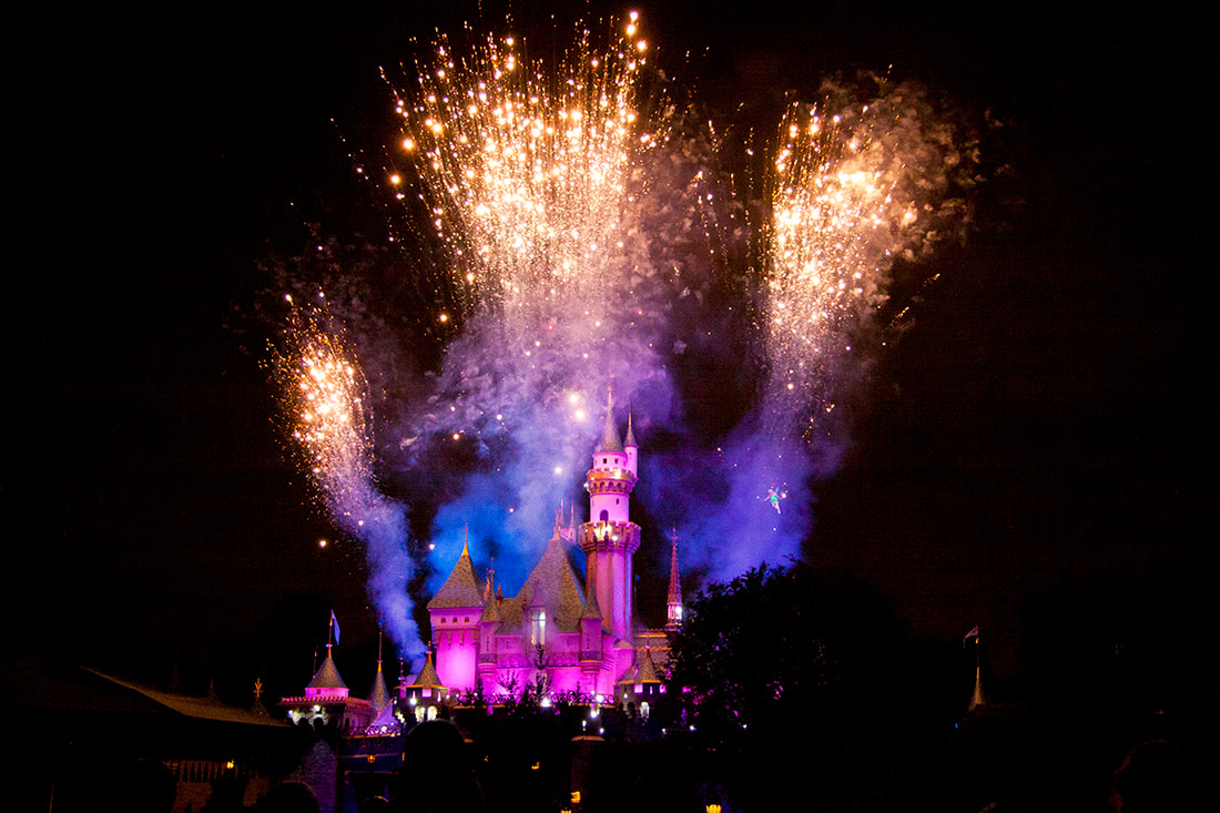Fireworks over Sleeping Beauty Castle at Disneyland